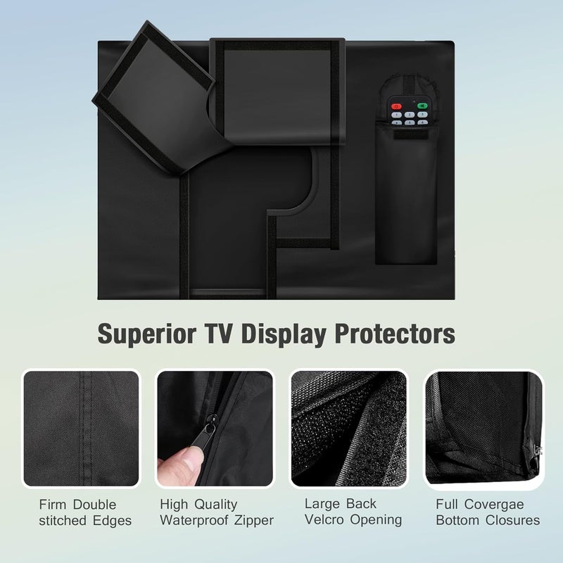 REDRICH 600D Heavy Duty Outdoor TV Cover for 60-64 inch TV, Upgraded Waterproof and Dustproof TV Screen Protectors with Zipper for Outside - Image 3